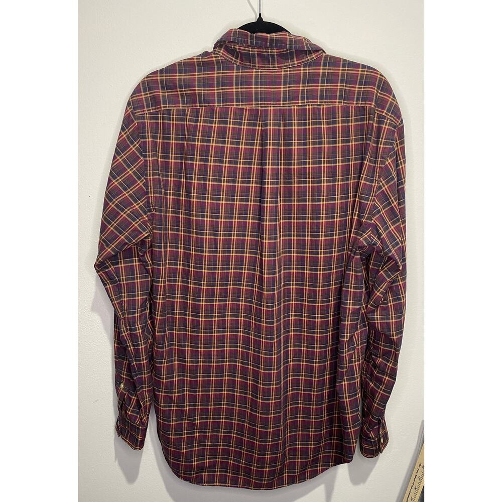 Ralph Lauren LS Button Down Men's L Burgundy Plaid Cotton Classic Preppy GUC - Picture 2 of 9